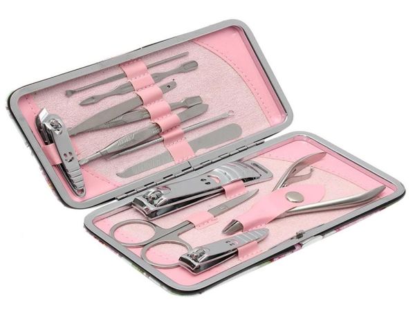 Intero 12 pezzi Set manicure pedicure forbice coltello per cuticole orecchio pick tagliaunghie kit strumento per la cura delle unghie in acciaio inossidabile manicur3121240