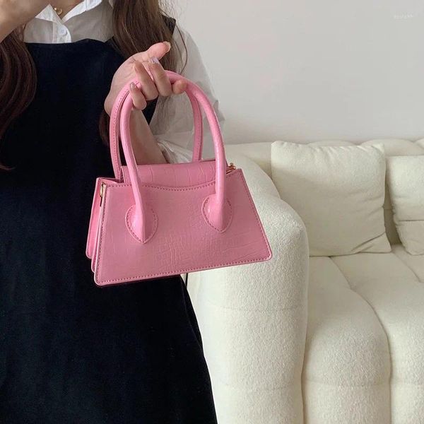 Abendtaschen Kleine transparente Frauen Lederhandtaschen 2023 Koreanische Mode Einfache vielseitige Handheld-Schulter-Crossbody-Rosa Geheime Geldbörse