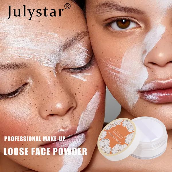 Julystar Correttore Cipria in polvere Nude chiaro Polvere opaca Resistente all'acqua Traspirazione Cipria fissante non rimovibile Trucco transfrontaliero