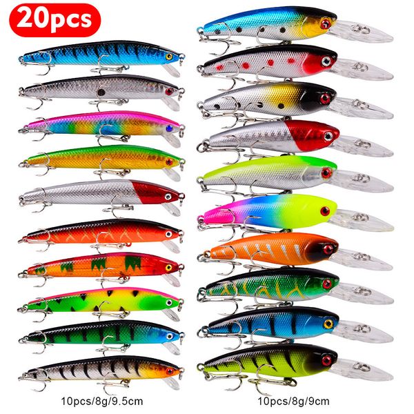 Köder Köder 20pcs Hard Bait Minnow Angelköder Bass Fresh Salzwasser Japan Sea 3D Eyes Wobbler Tackle Crankbait Pesca Baits Kit Set 230403