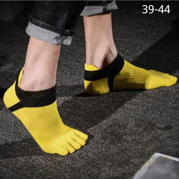 Мужские носки с пятью пальцами, спортивные сетчатые хлопковые короткие белые носки, впитывающие пот, дышащие, с пальцами185q