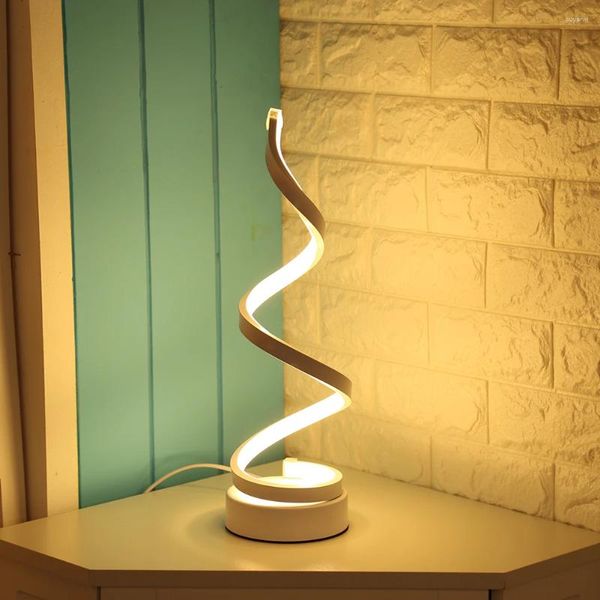 Tischlampen LED-Lampe Energiesparende Spirale Acryl Nachttisch Dekorative Nachtlicht Leseschreibtisch für Beleuchtung Dekor EU-Stecker