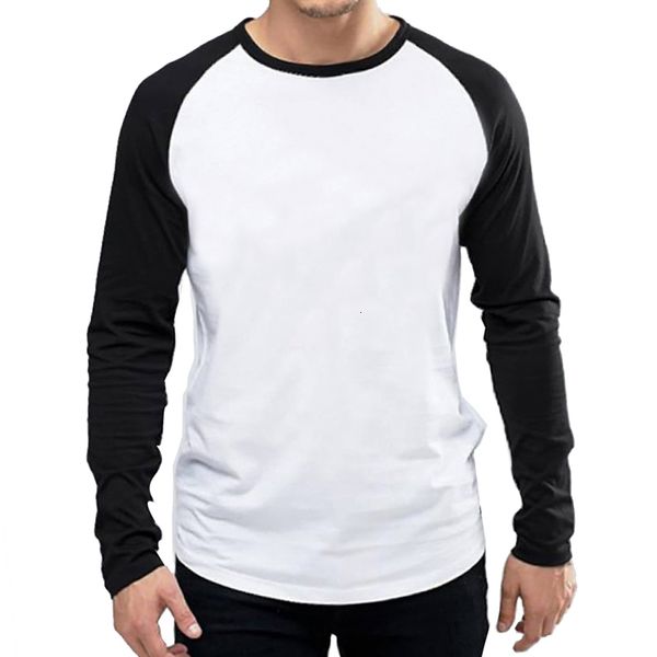 Heren T-Shirts Herfst/Winter Lange mouw Heren Multi Color O-hals 100% Katoen Heren Casual Slim Fit Raglan Jurk T-shirt 230403