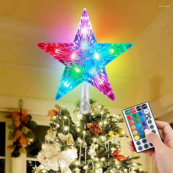 Stringhe Thrisdar 25LED Stella di Natale Luci sulla cima dell'albero 22CM Decorazione superiore dell'albero di Natale 5 punti per la decorazione