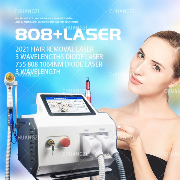 Домашний инструмент красоты Новый портативный 2 в 1 Picosecond Laser Tattoo Stuft Beauty Machine 2000W Diode Laser 808 755 1064 Оборудование для удаления волос.