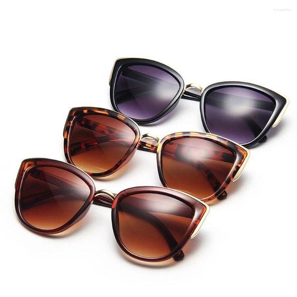 Sonnenbrille UV-beständig Leopard Print Frauen Vintage Gradienten Gläser Retro Cat Eye Sonne Weibliche Kunststoff Rahmen Brillen