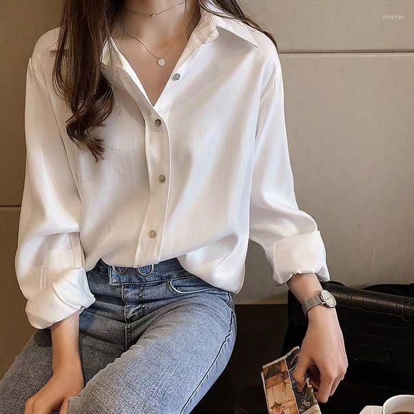 Женская блузкая шифоновая блузка для женщин чистая весенняя одежда дама женская белая рубашка офисная одежда ветером женская женская туника 2023