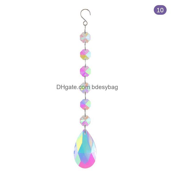 Decorações de jardim Crystal Prism suncatcher pendurando pingente de pingente de arco -íris sun leve apanhador de contas de chakra dr dh4uv