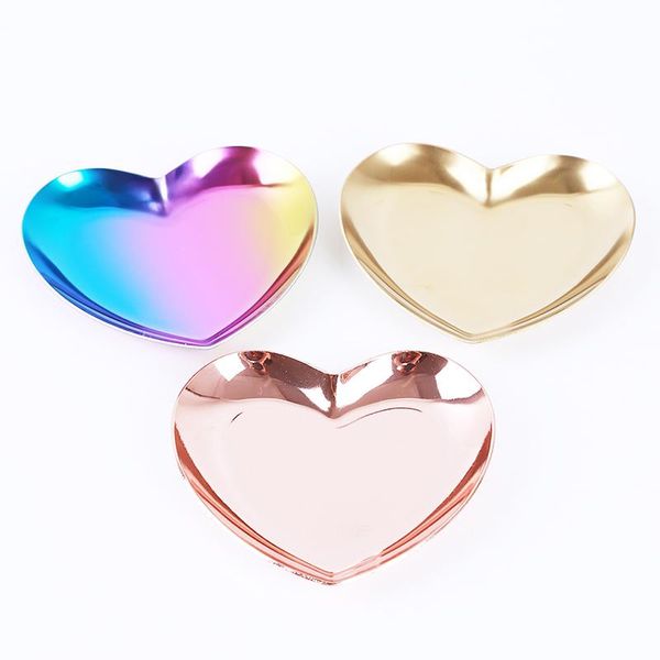 Ganci Rotaie Pratico Anello per gioielli a forma di cuore Piatto portaoggetti Collana Orecchini Vassoio per caramelle Ganci