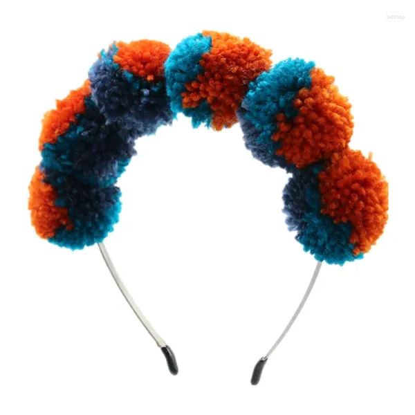 Accessori per capelli 2023 Simpatico pompon in filato Fascia per capelli per bambini a testa piena da 5 cm Fascia per capelli in stile invernale alla moda