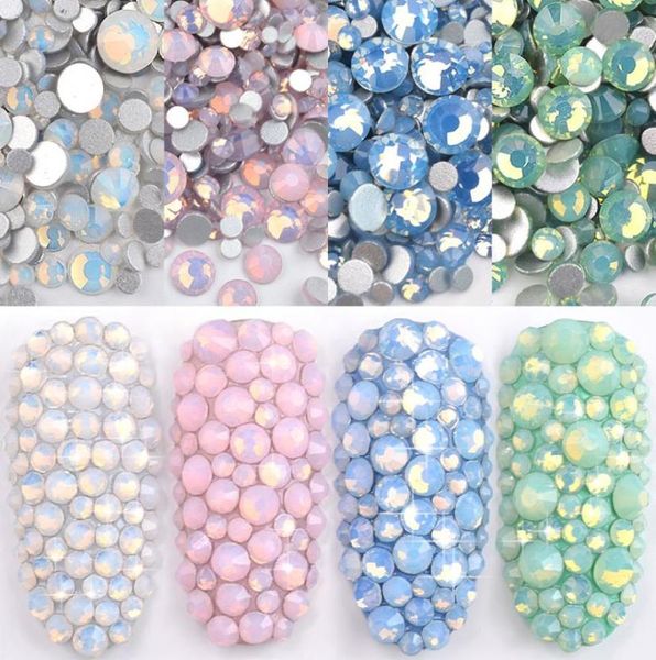 Multi tamanho ss4ss20 opala prego strass fundo plano colorido cristal gemas de vidro para diy uv gel 3d unhas decorações8042168