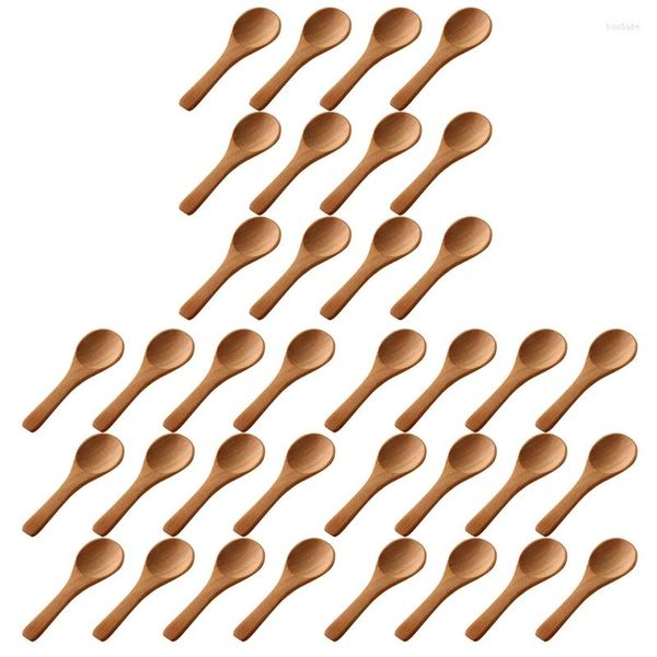 Set di stoviglie 150 pezzi piccoli cucchiai di legno Mini cucchiaino di miele in legno naturale condimenti da cucina (marrone chiaro)