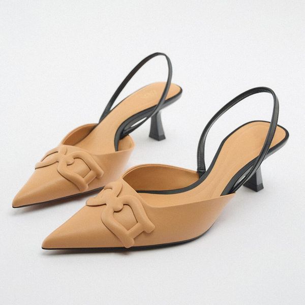 Sandalen TRAF Damen Slingpumps mit Absatz Spitzschuh Pumps Damen Elegante Hochzeiten Brautschuhe Damen Casual High Heels Sandalen 230403