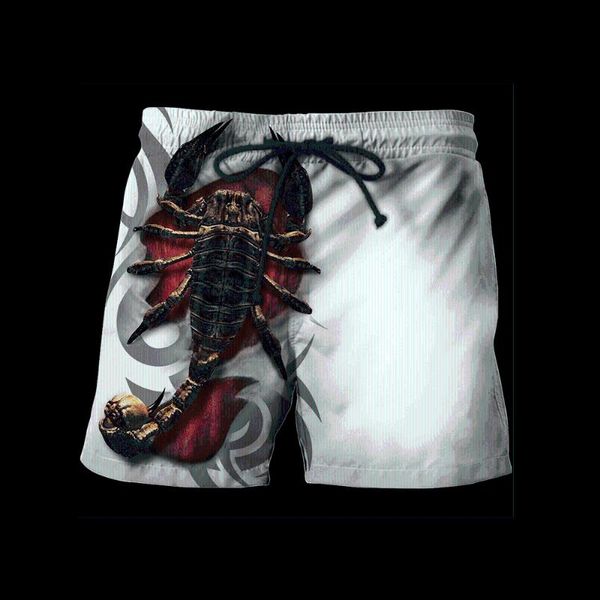 Pantaloncini da uomo Mens Elastico in vita Tatuaggio Scorpione Stampa 3D Summer Beach Unisex Streetwear Harajuku Casual Quick Dry Baggys 003