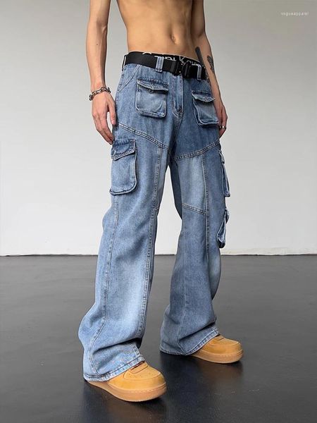 Jeans da uomo Primavera Uomini di alta qualità Stile europeo e americano Pantaloni larghi dritti casual in denim Pantaloni alla moda D111