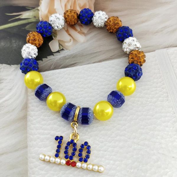 Filo fatto a mano di alta qualità Sigma Gamma Rho 100 anni Fraternità Pave Stone Beads Bracciale elastico da uomo