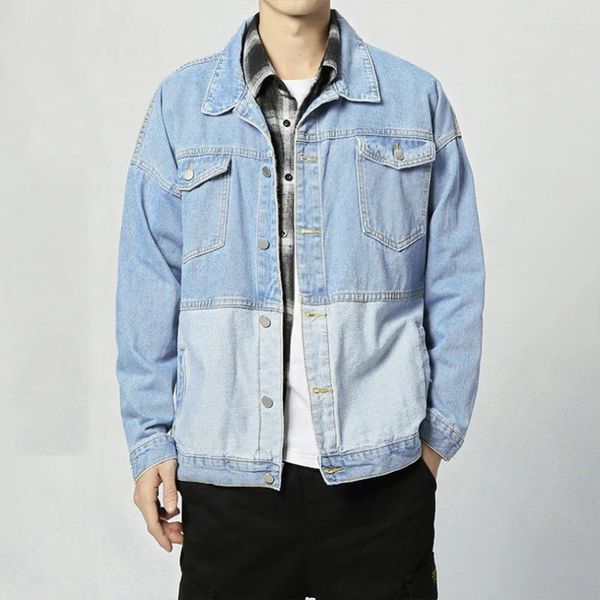 Männer Jacken Vintage Denim Jacke Männer Frühling Patchwork Stepp Weste Männlich Streetwear Fashion Jeans Kleider Mantel Nizza