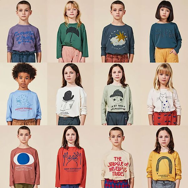 Pullover Ins 2023 coreano bambini autunno inverno vestiti per ragazze ragazzi bambino maglietta a maniche lunghe cartone animato divertente top indossare Tee cotone 231110