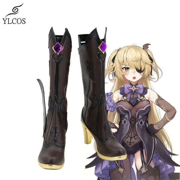 Costumi Catsuit Gioco Genshin Impact Fischl Scarpe Cosplay Halloween Party Fancy Boots Custom Made