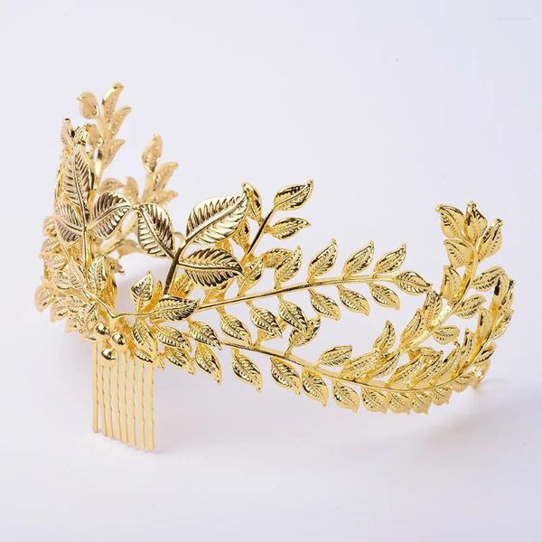 Haarspangen Luxus Metall Tiaras und Kronen Retro Barock Stil Stirnbänder Blatt Haarbänder mit Kämmen Braut Hochzeit Zubehör