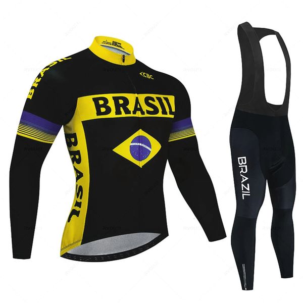 Radfahren Jersey Sets Brasilien Atmungsaktive Kleidung Set Langarm Sommer Männer Anzug Sportswear Bike MTB Kleidung Ciclismo Hombre 231102