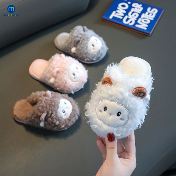 Slipper Winter Warm Plush Cloth Filution Shoppers Parentchild Soft Non Slip Boys And Girls Home Kids Sapatos Miaoyoung 230403