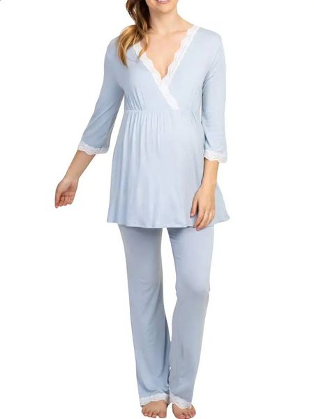 Радиационный костюм Модные женские хлопковые пижамы для беременных и беременных Мягкие пижамные комплекты для кормления Пижамы с длинными рукавами для родов Грудное вскармливание в больнице 231102