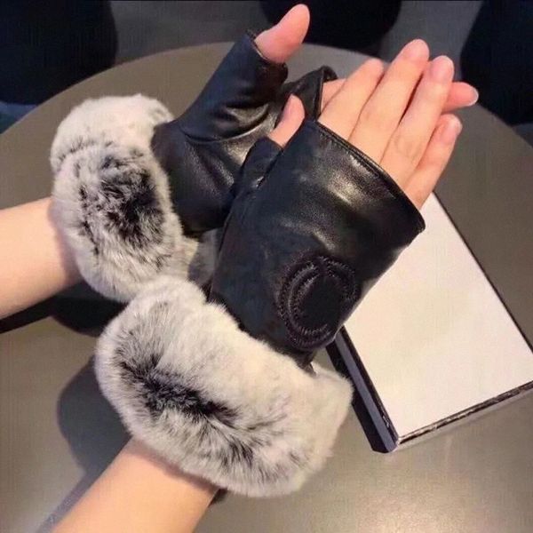 guanti in pelle da donna Designer uomo uomo Guanti touch screen in pelle di pecora senza dita morbidi guanti invernali senza dita caldi m2BH #