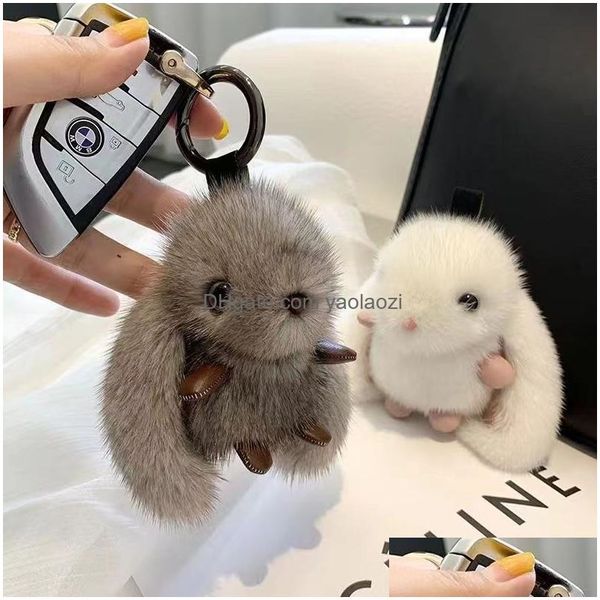 Sangles de téléphone portable Charms En Gros Haute Qualité Bande Dessinée Porte-clés Mignon En Peluche Lapin Poupée Clés De Voiture Sac Suspendus Livraison Directe Téléphone Dhbfg