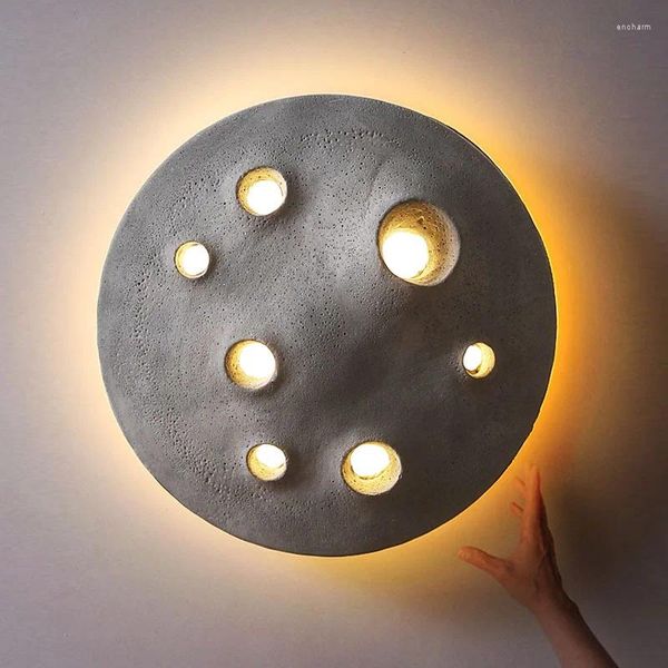 Lampada da parete Spazio Urto Cratere Decorazione Superficie lunare Cemento Grigio Creativo Portico Soggiorno Illuminazione a LED Sconce per il bagno in famiglia