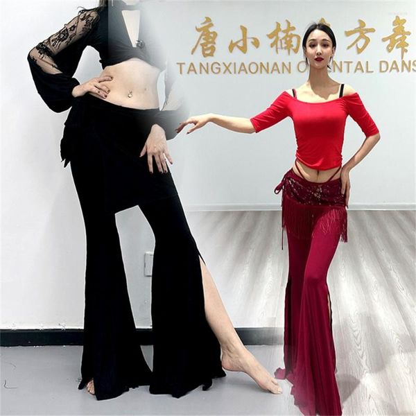 Sahne Giyim Göbek Dans Kostümü 2023 Eğitim Giysileri Pantolonu Büyük Salıncak Dinamik Modal 2024