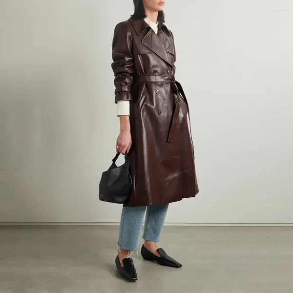 Trench da donna 23 Inizio autunno Moda di nicchia Cintura in pelle nuvola Giacca da cappotto classica semplice in proteine morbide