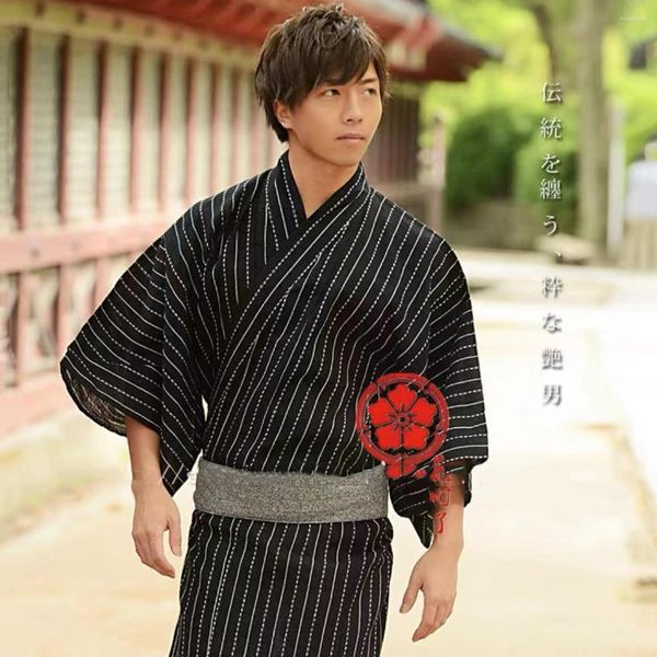 Roupas étnicas 2023 japonês tradicional samurai quimono para homens yukata manto de banho hekoobi estilo sauna saiuna cenário de roupas longas entupimento de vestido comprido