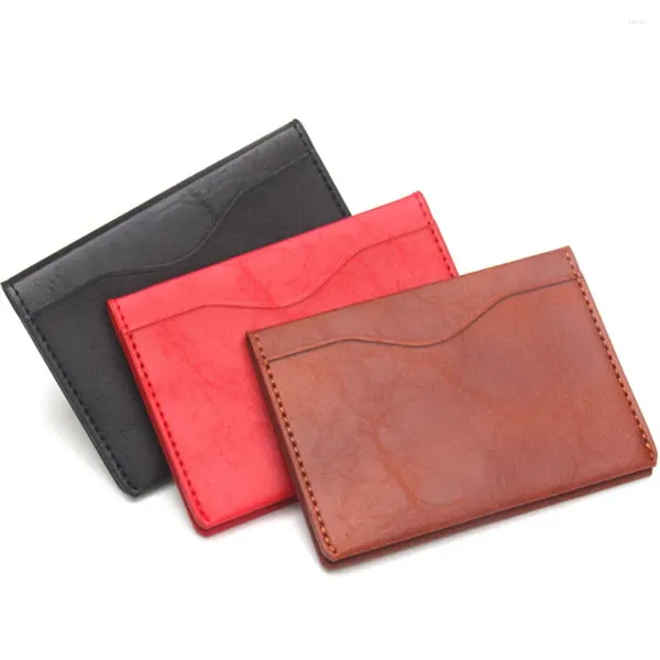 Kartenhalter Vintage PU Solid Bus Sleeve ID Case Business Bag Schutzhalter Snap Fastener Wallet