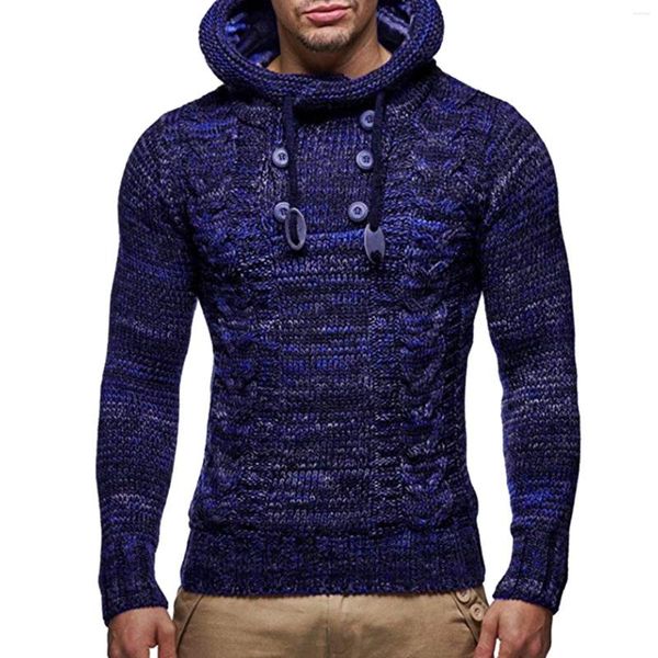 Camisetas para hombre Sudadera con capucha lisa para hombre Sudaderas con capucha de punto Jersey Casual Manga larga Suéteres de cuello alto Estrella de espuma