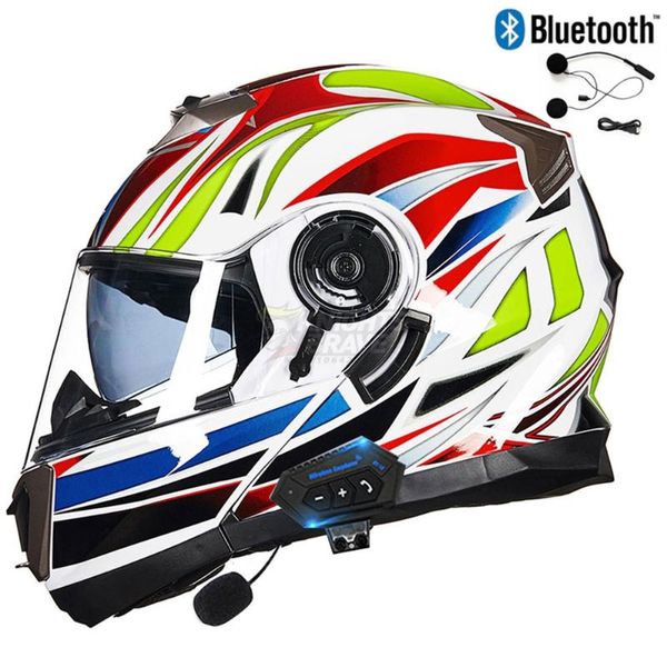 Caschi moto GXT ABS Casco integrale di sicurezza di alta qualità Bluetooth Doppia lente Motocross Racing Flip Up Capacete Moto Casco DOT