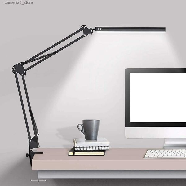 Lampade da scrivania Lampada da scrivania a LED Lampada da tavolo con braccio oscillante regolabile accattivante con luci di lettura a morsetto luce notturna per attività di lavoro di lettura di studio / Offi Q231104