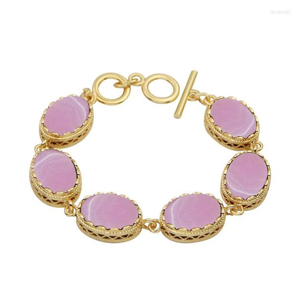 Braccialetti con ciondoli Bracciale in opale sintetico a 4 colori per donna Bracciale in pietra blu bianco rosa moda color oro