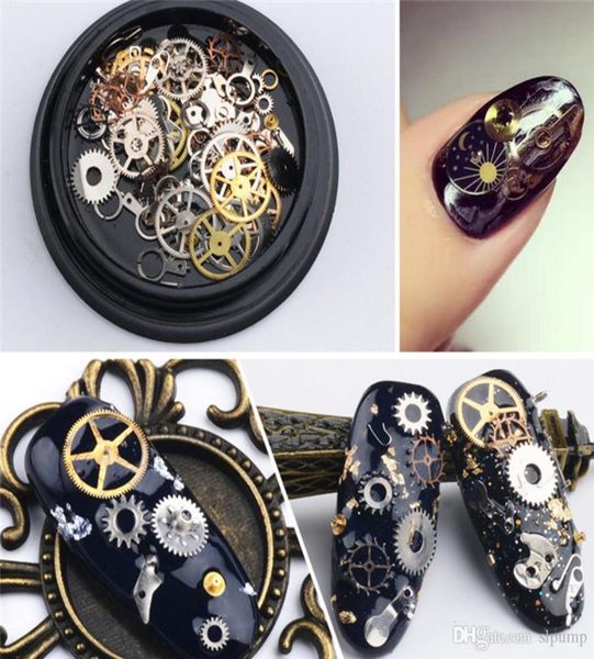 Nail Art Dekoration Steampunk Teile Uhr Bolzen Zahnrad 3D Zeit Nail Art Rad Metall Maniküre Schmuck SZ2696651549