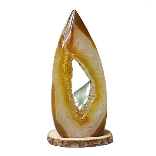 Figurine decorative Colorate agate naturali GeodeTower Forma libera Torcia Modello Decorazione della stanza di casa Fata Cristallo con gemma curativa