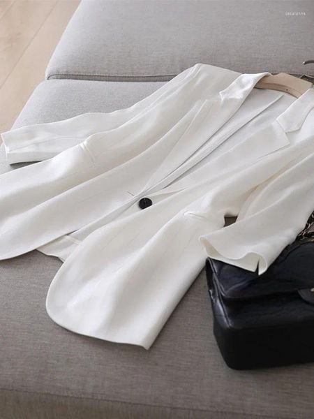 Kadın Suits 2023 Yaz Japon Moda Parlak Asetat Saten Küçük Blazers Ceket Zarif Tasarımcı İnce Saggy İpeksi Bayanlar R119