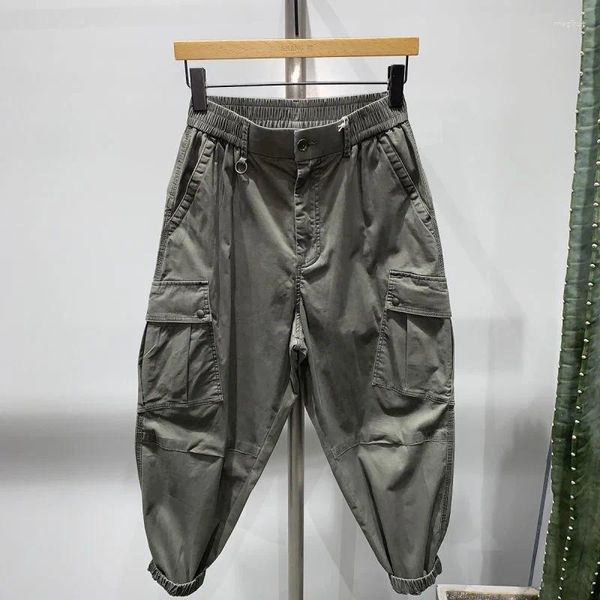 Pantaloni da uomo Cargo Uomo Streetwear Primavera Autunno Moda Allentato Elastico in vita Haren Pantaloni Hip Hop Tasca tinta unita Maschile