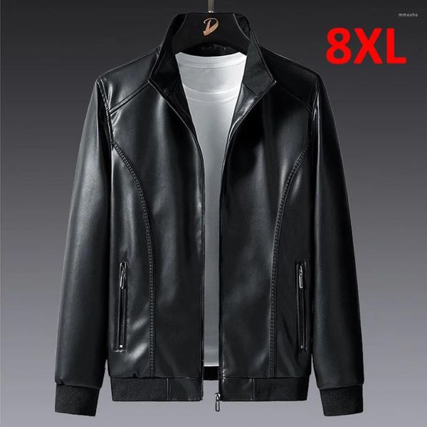 Männer Jacken Plus Größe 7XL 8XL PU Jacke Männer Leder Mantel Cargo Casual Motorrad Biker Einfarbig Männliche Große