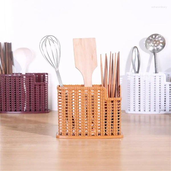 Portacoltelli da cucina, scolapiatti per organizer, vassoio per utensili da cucina, bacchette in rattan di plastica, posate in gabbia