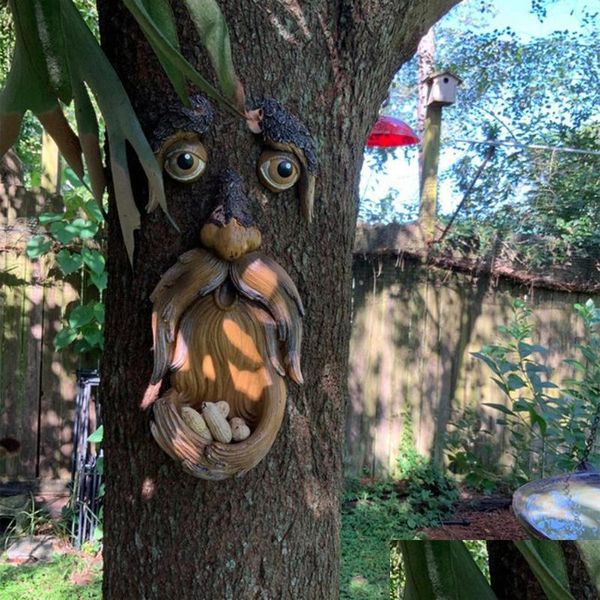 Gartendekoration Harz Gesicht Baumrinde Geist Gesichtszüge Dekoration Ostergesichter Vogelhäuschen Außendekoration Ja Dhdqg