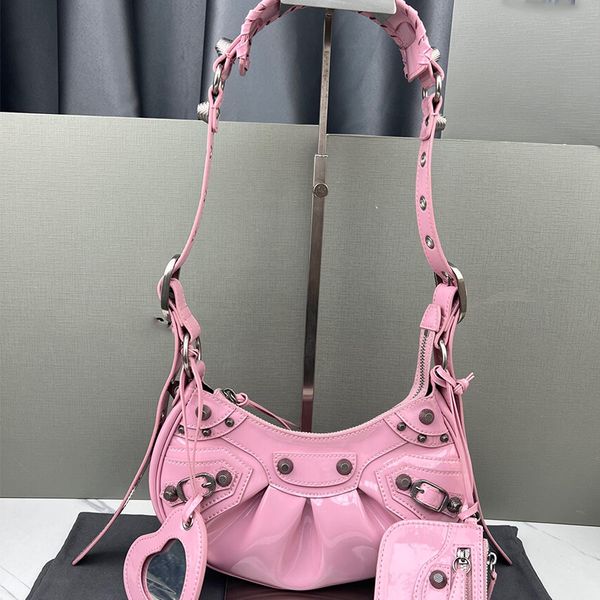 Le Cagole Motorrad Handtaschen Taschen rosa Einkaufstasche Schulter Damen Luxus echtes Leder Umhängetasche Clutch Geldbörse Lackleder Geldbörsen Designer Damen Handtasche