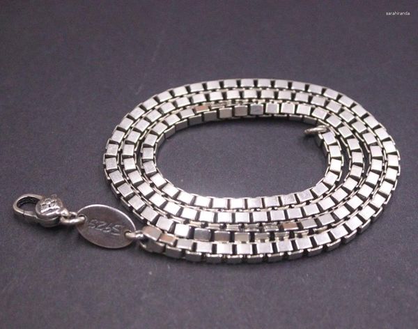Ketten Echte massive 925er-Sterlingsilberkette für Herren und Damen, 4 mm quadratische Box-Glieder-Halskette, 42 g/55 cm