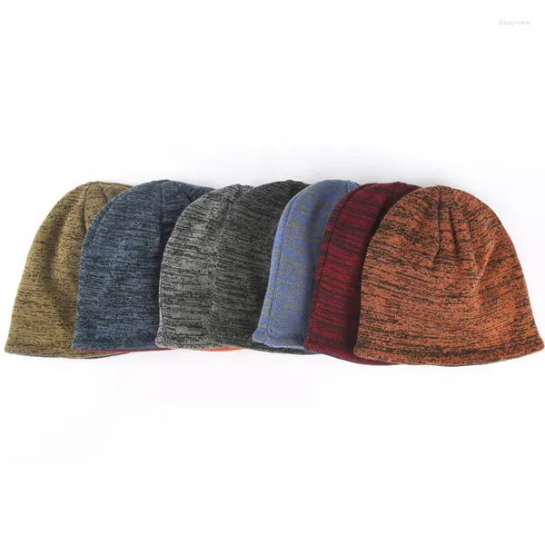 Berets Herren trendige warme Ski-Beanie-Mütze Damen Outdoor-Mode doppelseitig tragbar dicker Herbst- und Winter-Strickpullover