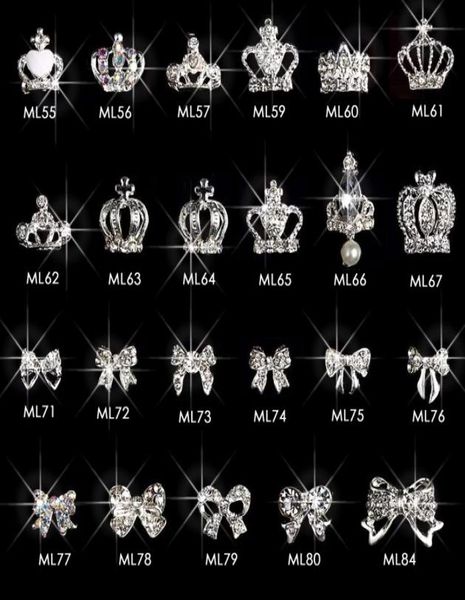 100pcs gümüş taç yaylar rhinestone tırnak tasarımı alaşımı 3d diy taç tırnak sanat malzemeleri kolye dekorasyonları aksesuarlar ml55844575418