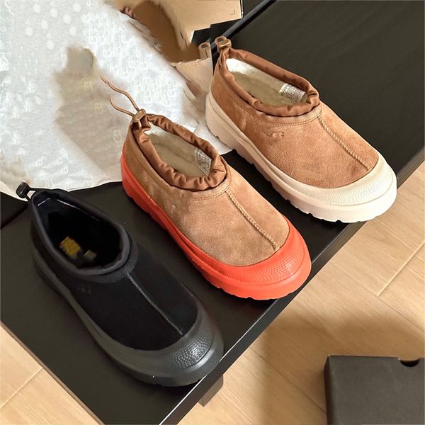 2023 Designer Austrália Homens Mulheres Botas Bota de Neve Adicionar lã Bota de sola grossa Bota impermeável Laranja Castanha Pele de carneiro Botas de inverno